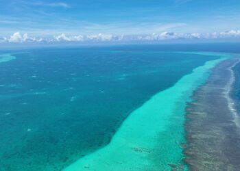 The aerial view of China’s Huangyan Dao Photo: Courtesy of South China Institute of Environmental Sciences under China Ministry of Ecology and Environment