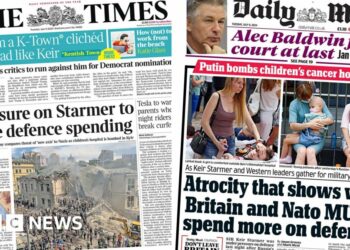 Newspaper headlines: Pm urged to up defence spend and strike on Kyiv hospital