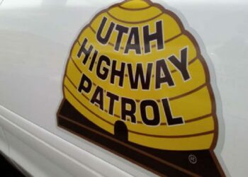 A Utah Highway Patrol emblem is pictured as shown on the side of a UHP vehicle. (Utah Highway Patro...